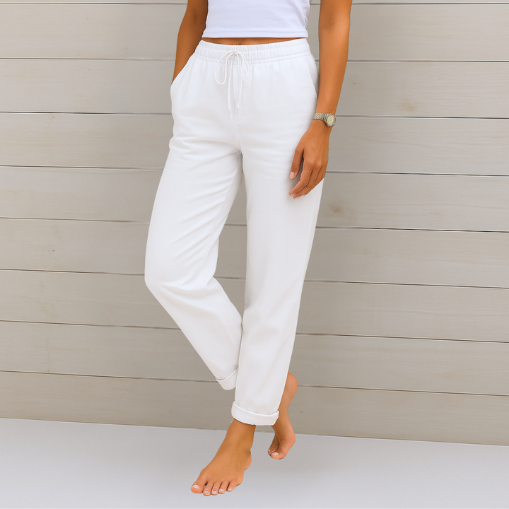 Sara - Pantalons élastiques en lin Premium