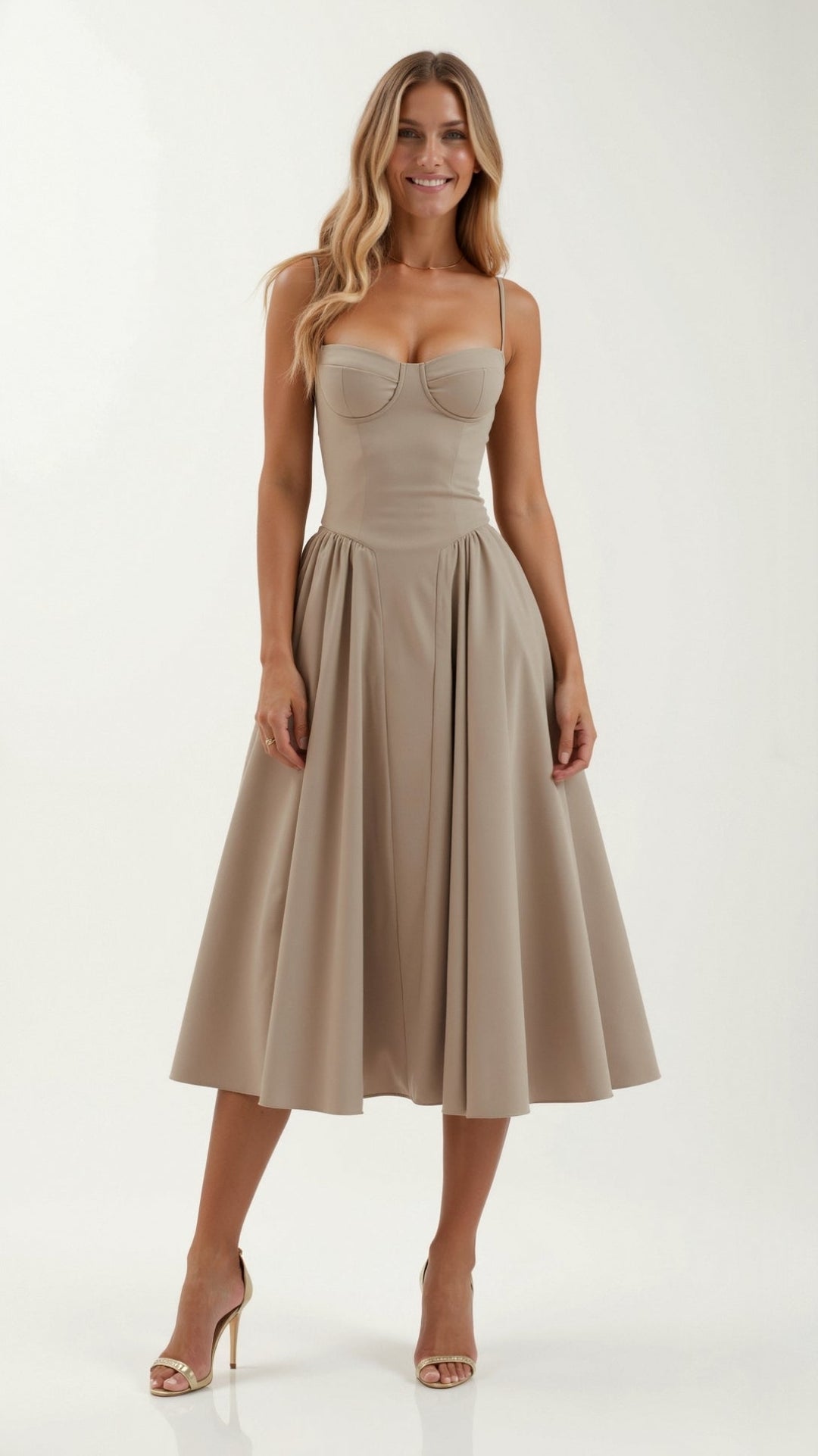 Odete - Robe midi avec corsage structuré