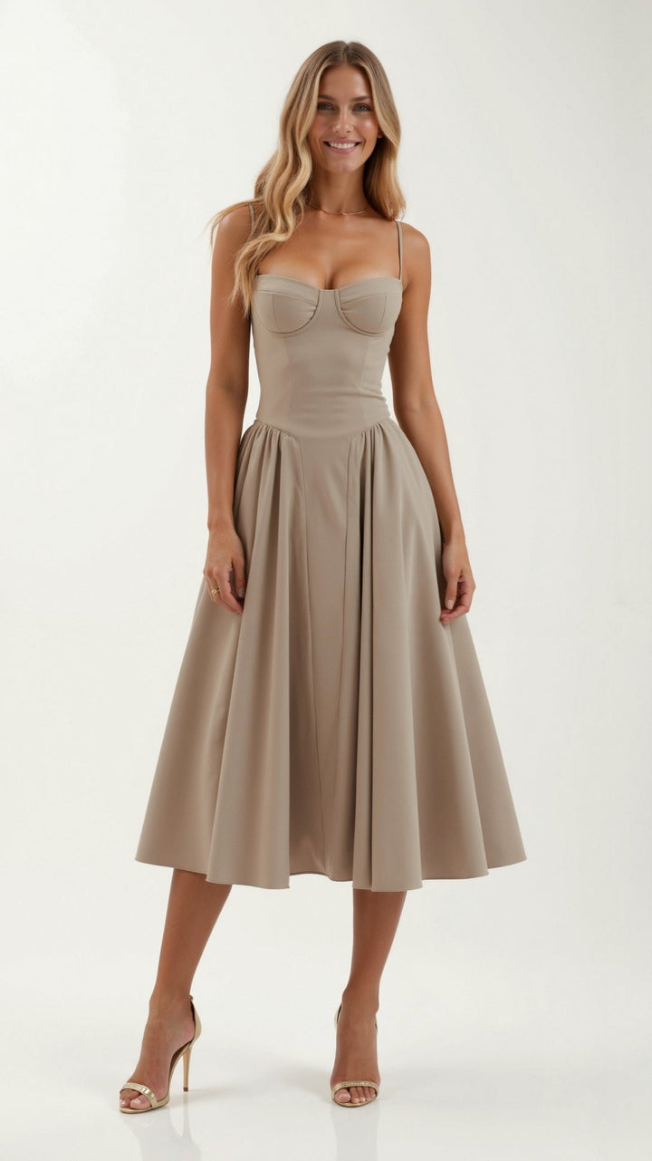 Odete - Robe midi avec corsage structuré