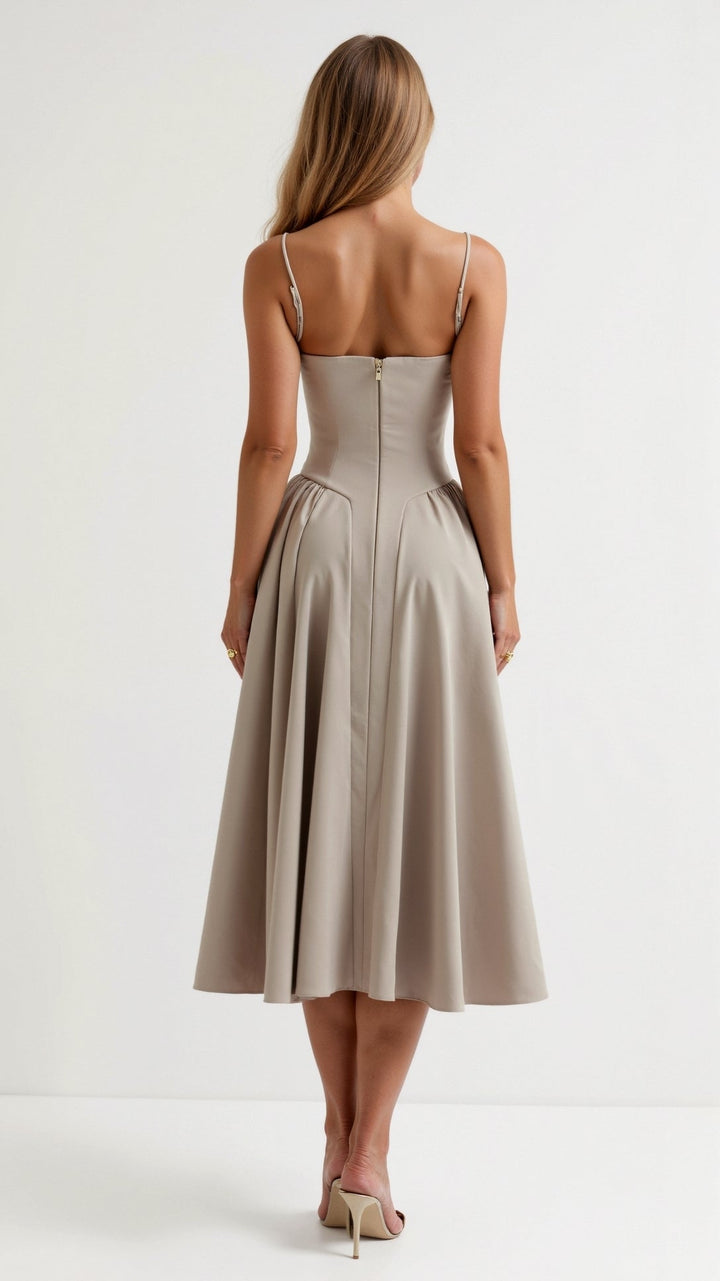 Odete - Robe midi à corsage structuré
