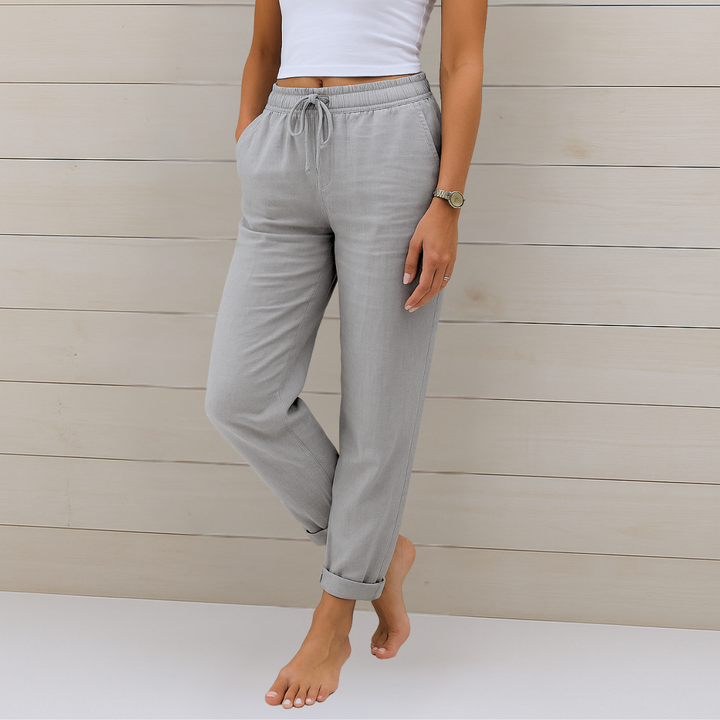 Sara - Pantalons élastiques en lin Premium