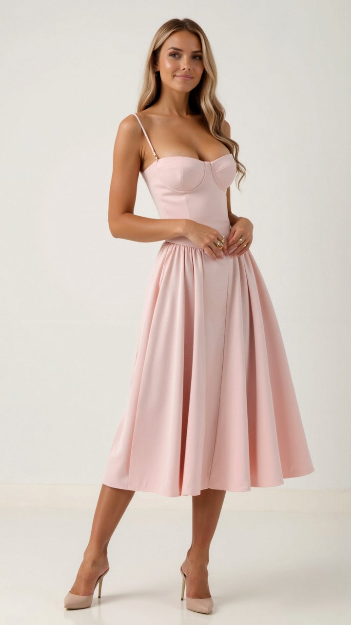 Odete - Robe midi avec corsage structuré