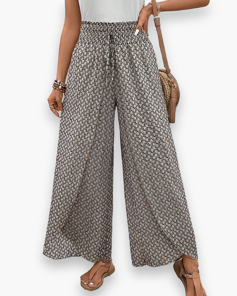 Justine - Pantalon Large Léger Élégance Décontractée Femme
