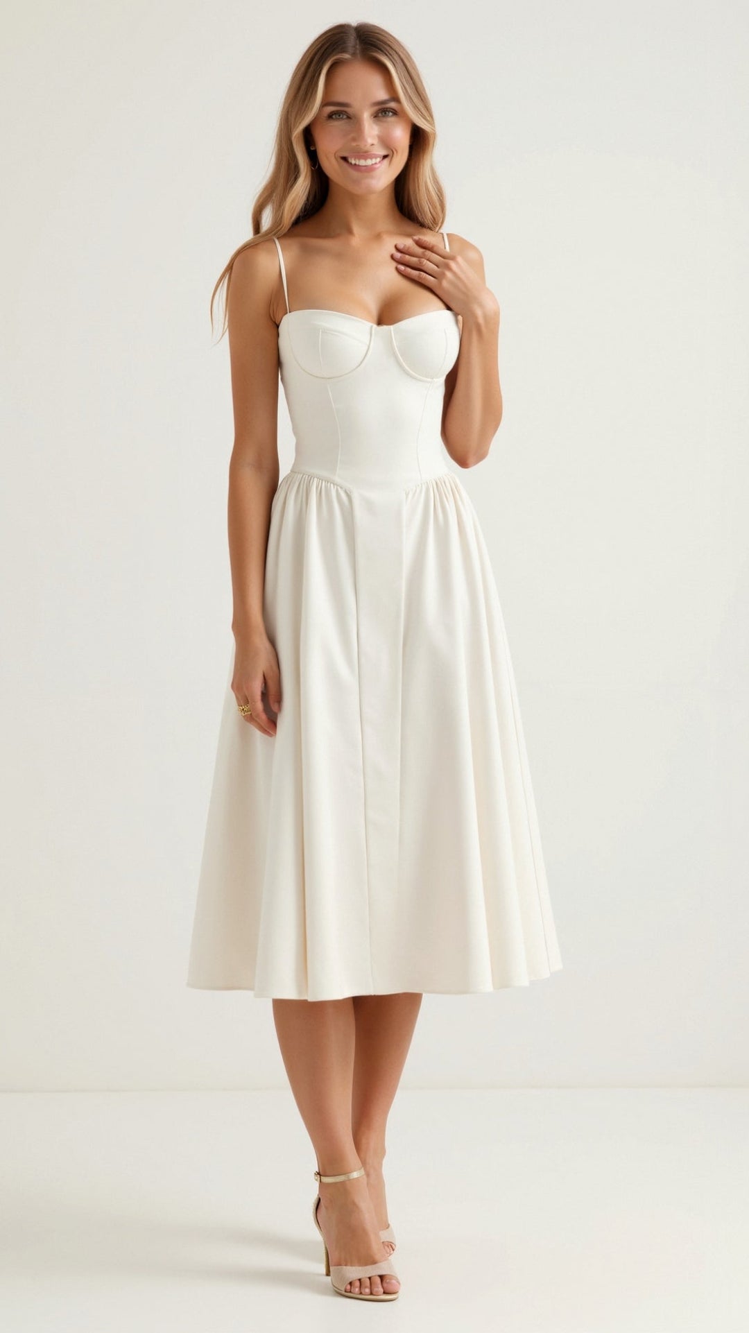 Odete - Robe midi avec corsage structuré