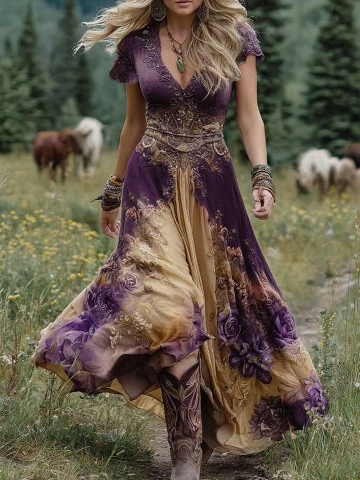 Serena - Robe Maxi Courte Fleurie