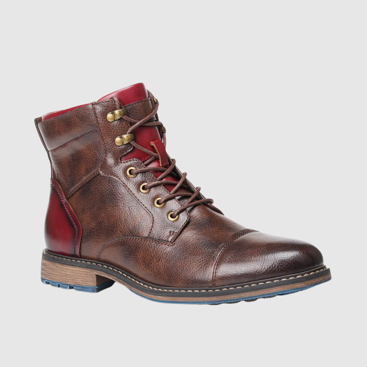 Oskar - Bottes en cuir d'hiver avec des détails rouges