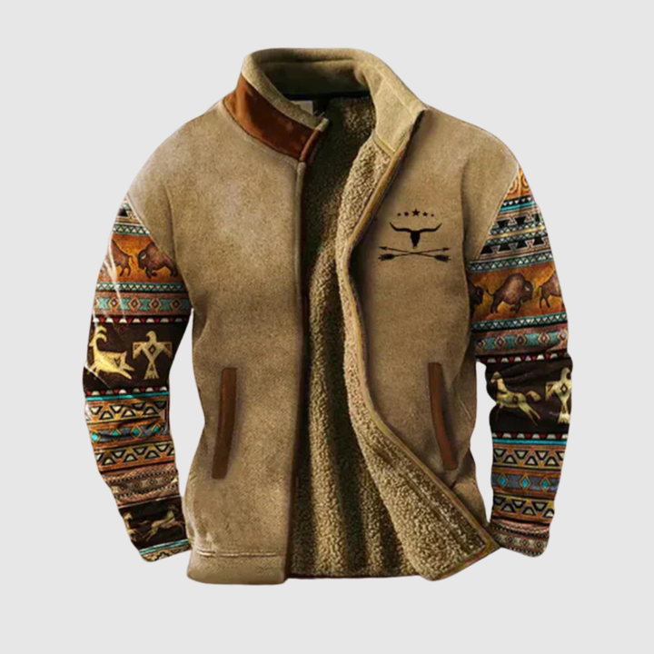 Marek - Veste sherpa avec des détails ethniques