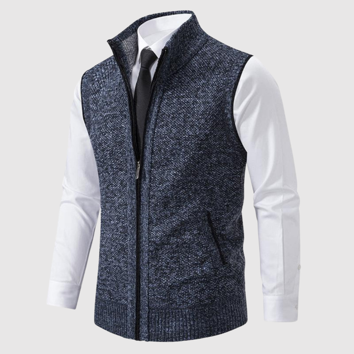 Šimon - Gilet texturé en maille pour homme avec fermeture éclair