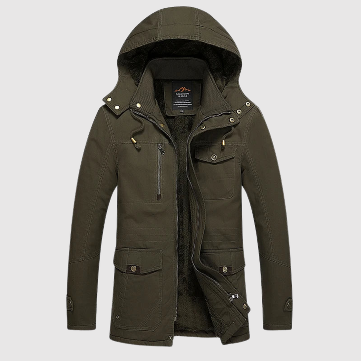 Marek – Veste d'hiver en laine avec ceinture et capuche