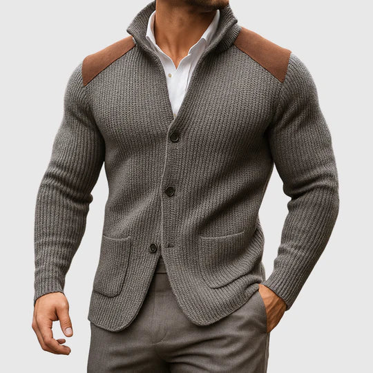 Šimon – Cardigan tressé élégant avec des épaules contrastées