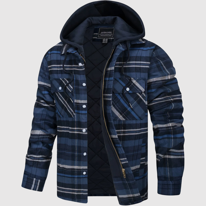 Šimon – Veste en laine à carreaux avec capuche