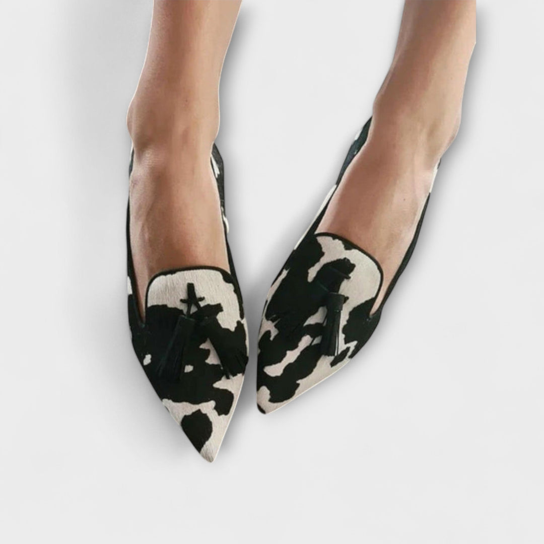 Juliane - Mules léopard à pompons