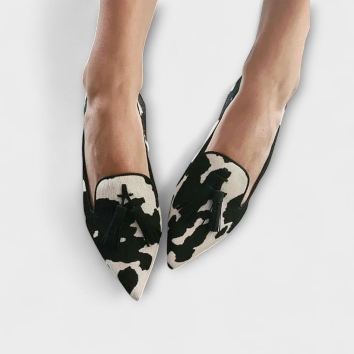 Juliane - Mules léopard à pompons