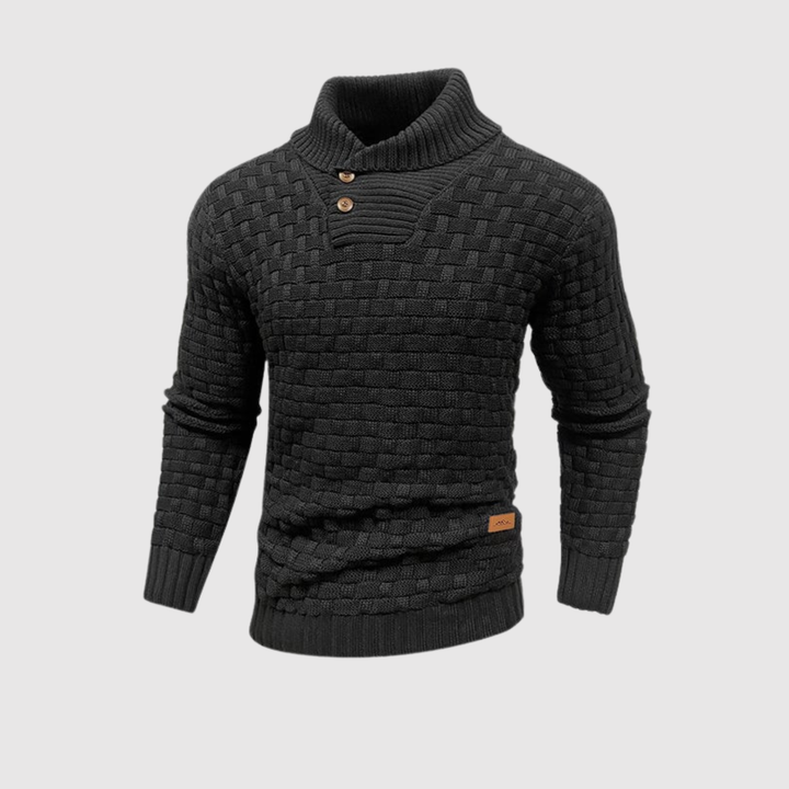 Daniel – Pull pour homme en tricot avec boutons et col montant