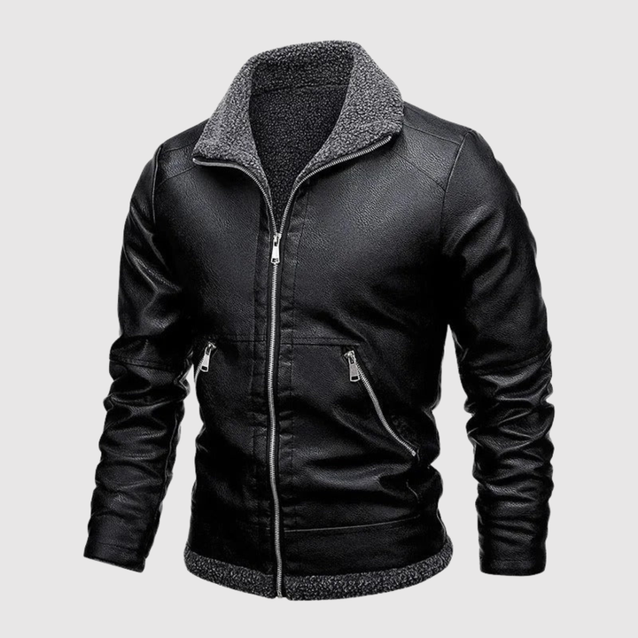 Dorian – Veste en cuir avec col chaud et finition élégante