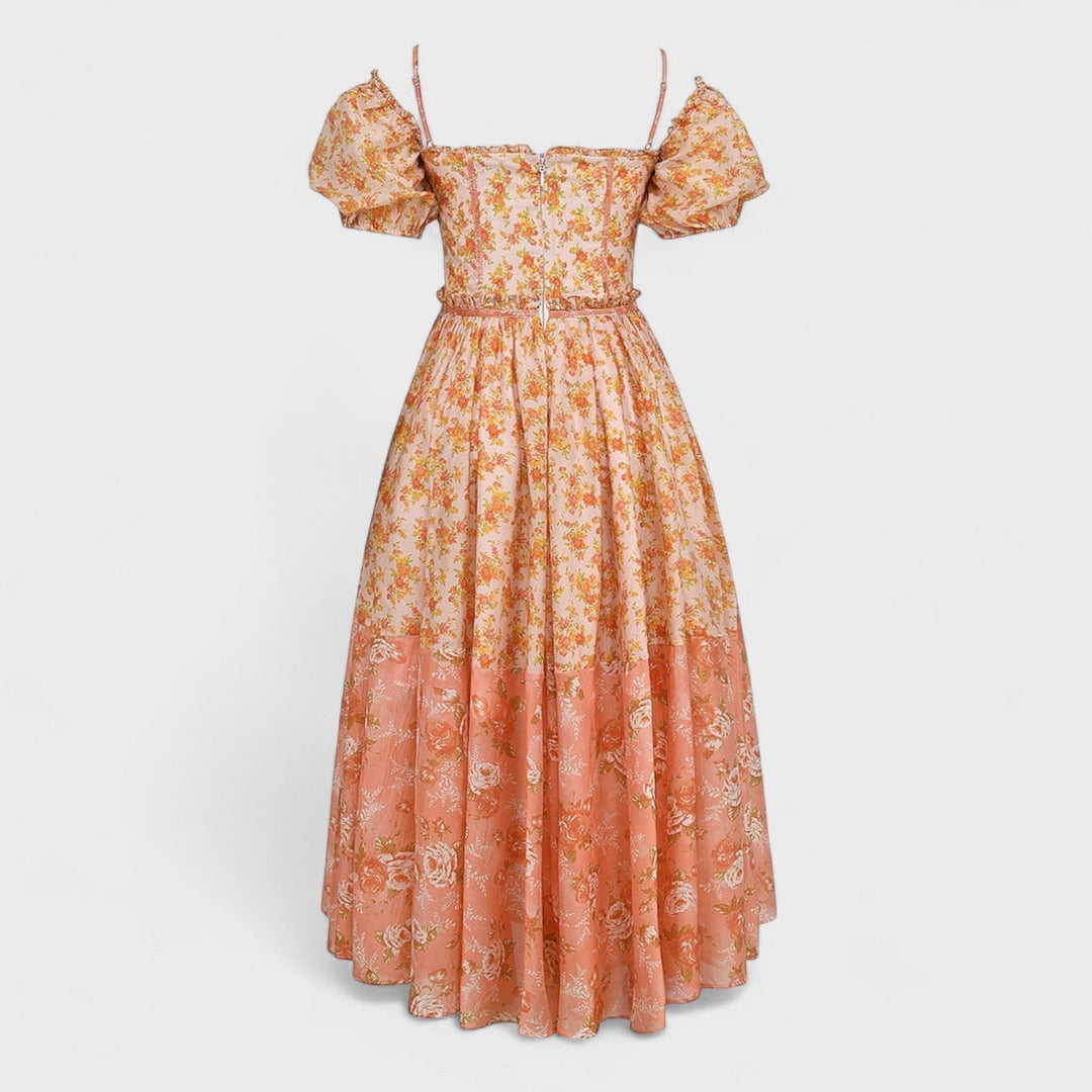 Valentina - Robe Florale Corail