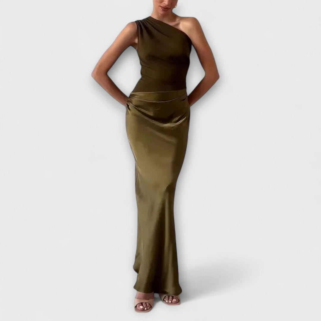 Luna - Robe en satin asymétrique