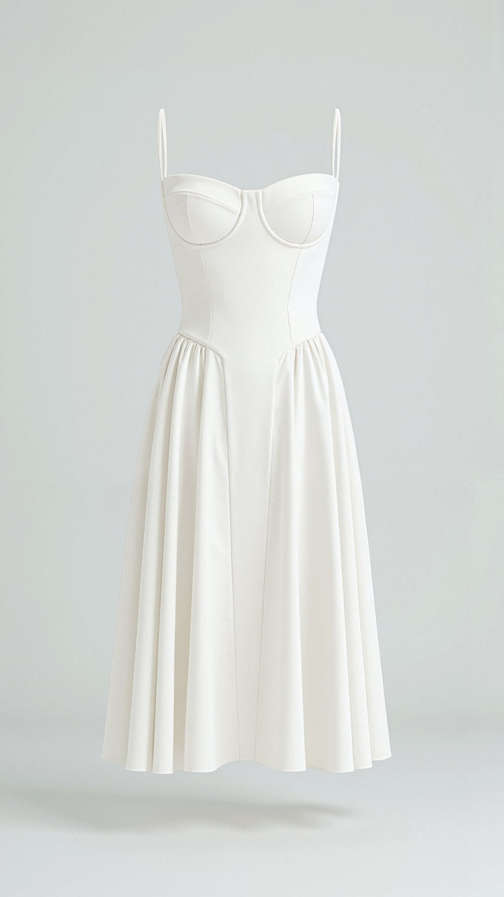 Odete - Robe midi avec corsage structuré