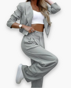 Hélène - Costume Décontracté À Rayures Stylé Et Confortable Femme