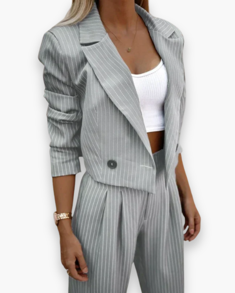 Hélène - Costume Décontracté À Rayures Stylé Et Confortable Femme