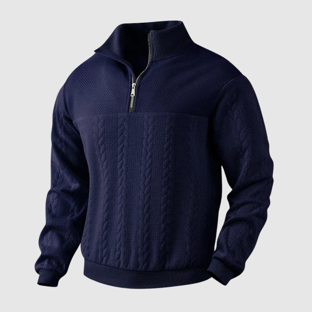 Daniel - Pull en maille premium avec zip demi-ouvert