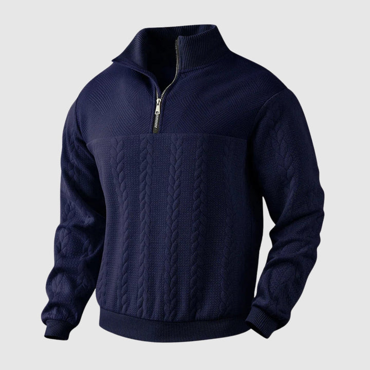 Daniel - Pull en maille premium avec zip demi-ouvert