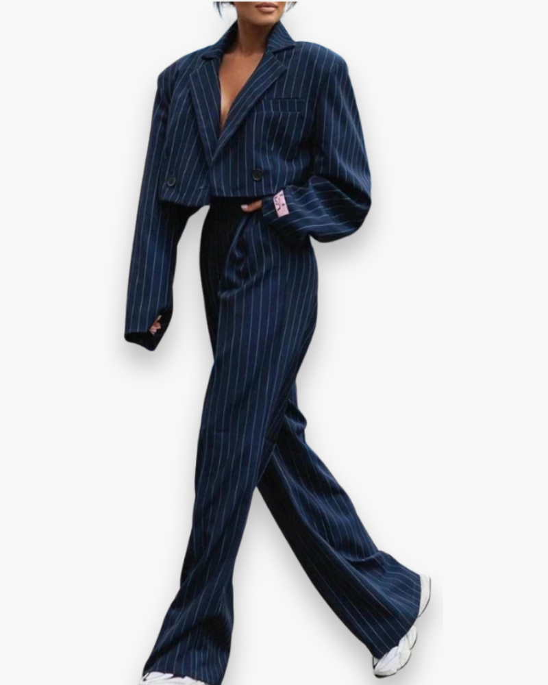 Hélène - Costume Décontracté À Rayures Stylé Et Confortable Femme