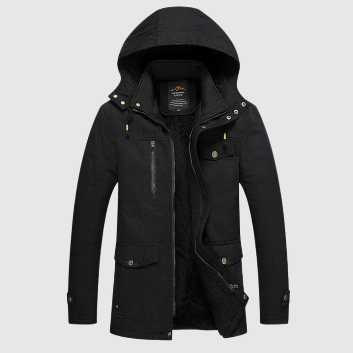 Marek – Veste d'hiver en laine avec ceinture et capuche