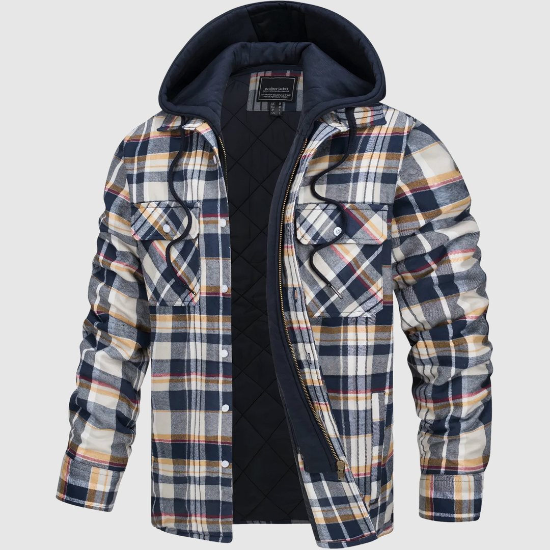 Šimon – Veste en laine à carreaux avec capuche