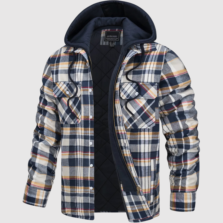 Šimon – Veste en laine à carreaux avec capuche