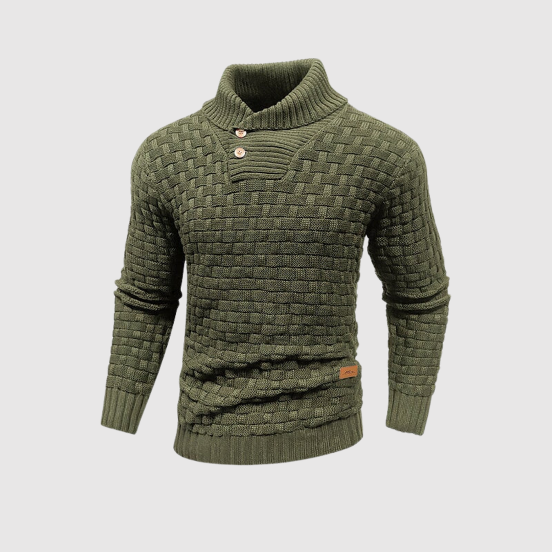 Daniel – Pull pour homme en tricot avec boutons et col montant