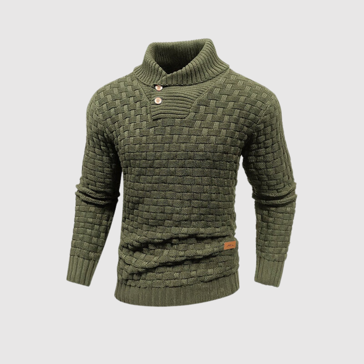Daniel – Pull pour homme en tricot avec boutons et col montant