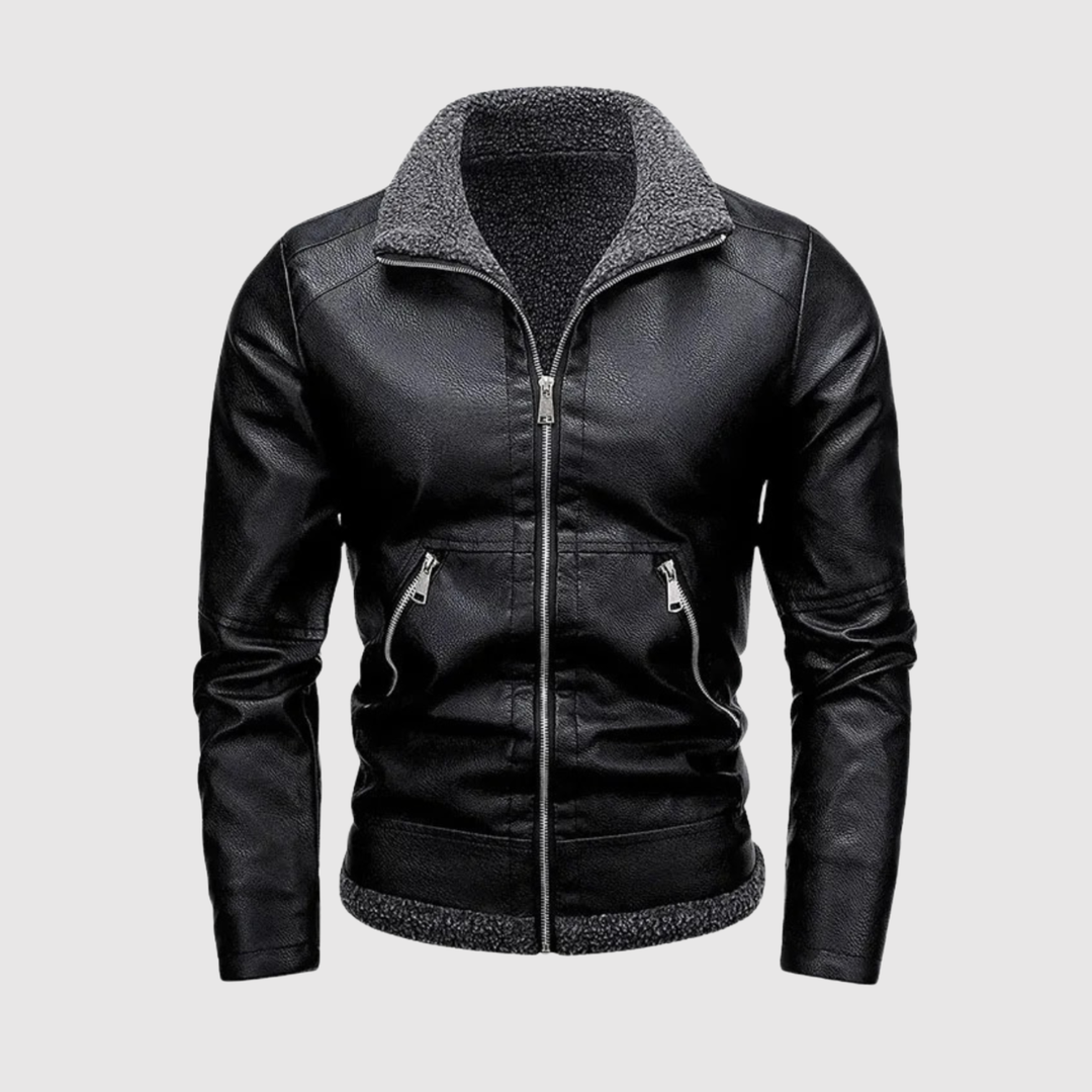 Dorian – Veste en cuir avec col chaud et finition élégante
