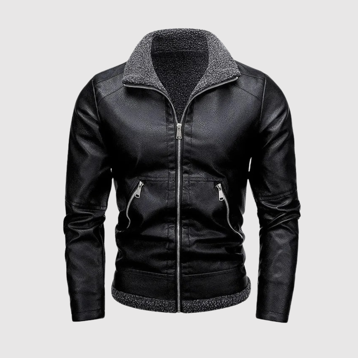 Dorian – Veste en cuir avec col chaud et finition élégante
