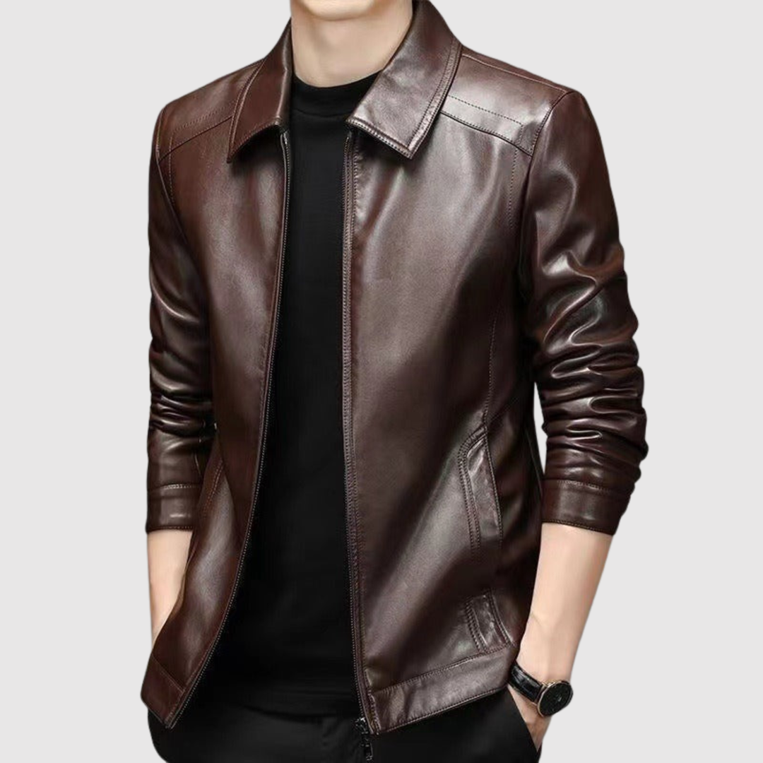 Dorian – Veste en cuir classique avec col pur
