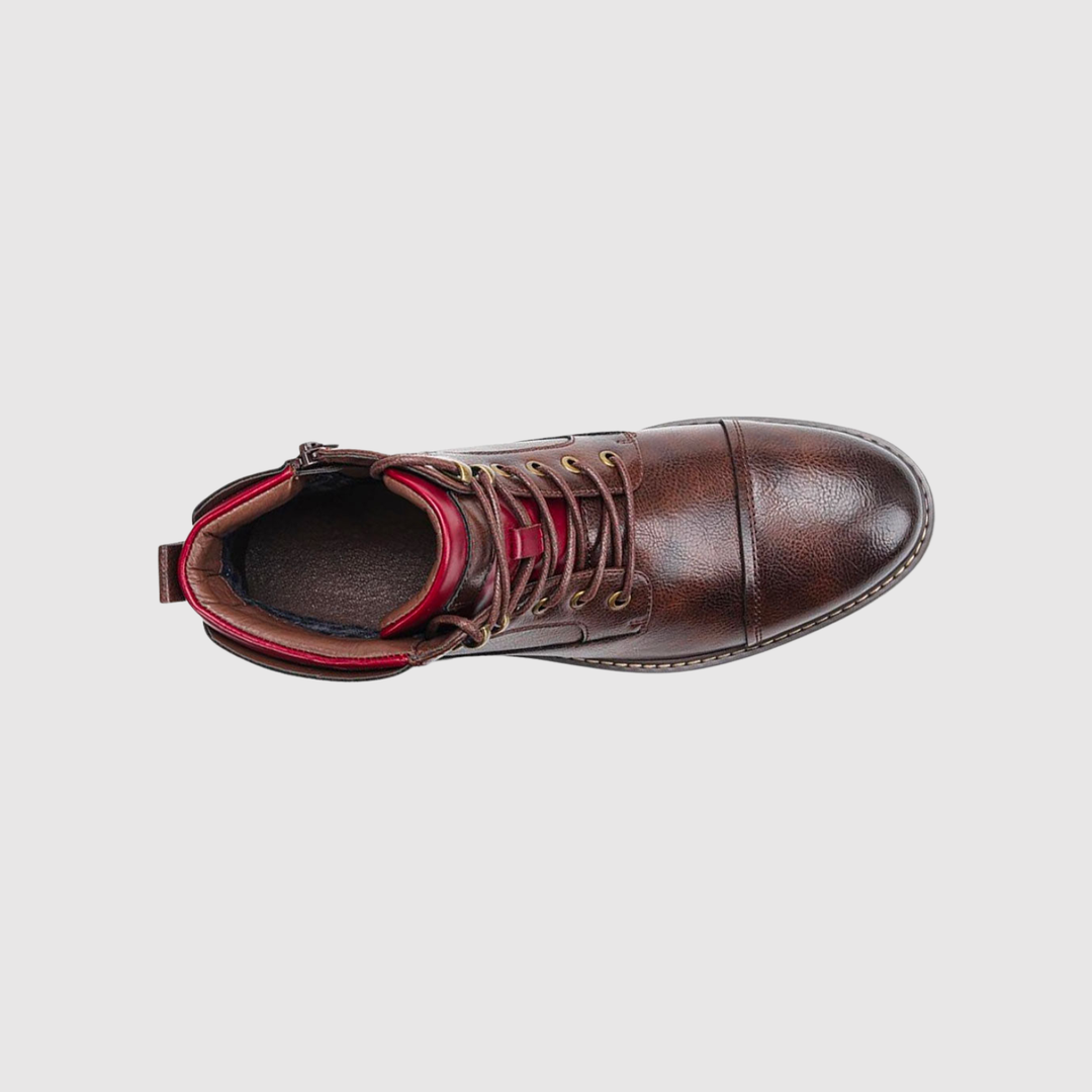 Oskar - Bottes en cuir d'hiver avec des détails rouges