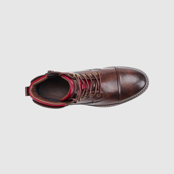 Oskar - Bottes en cuir d'hiver avec des détails rouges