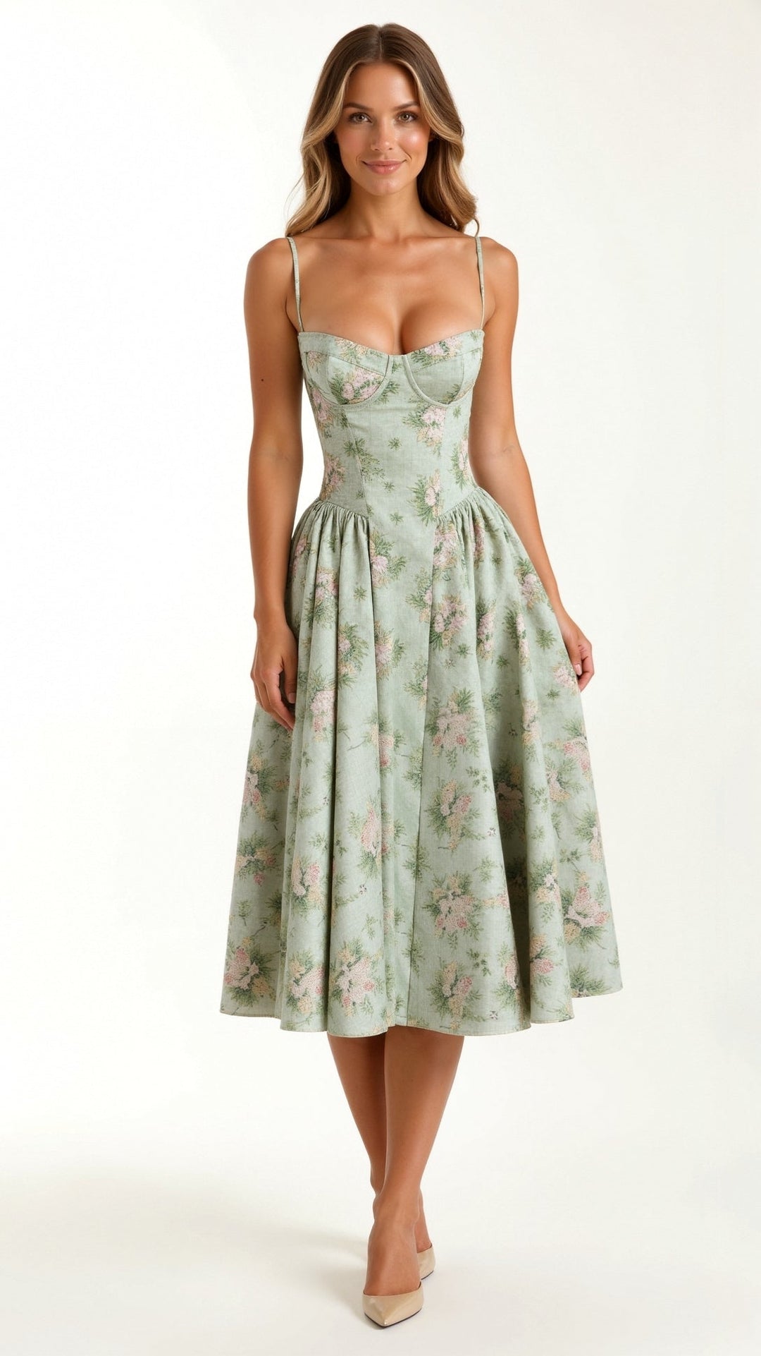 Odete - Robe midi avec corsage structuré