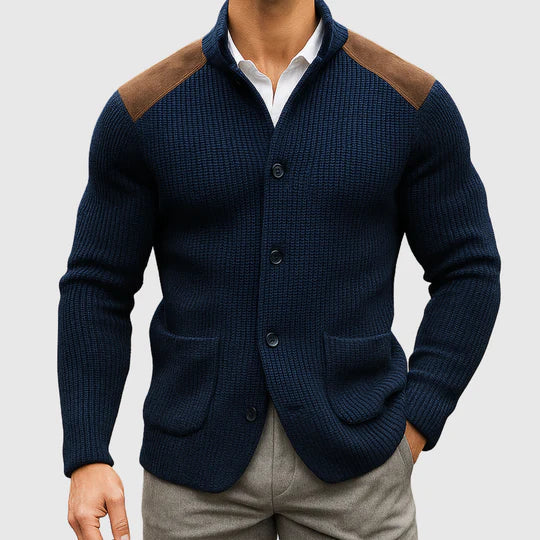 Šimon – Cardigan tressé élégant avec des épaules contrastées
