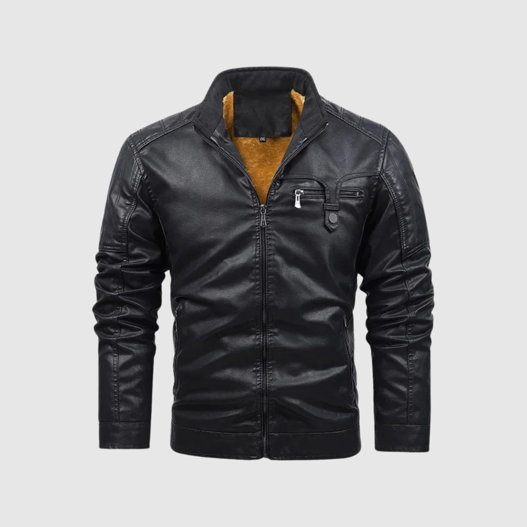 Dorian – Veste en cuir avec doublure contrastante et caractère élégant