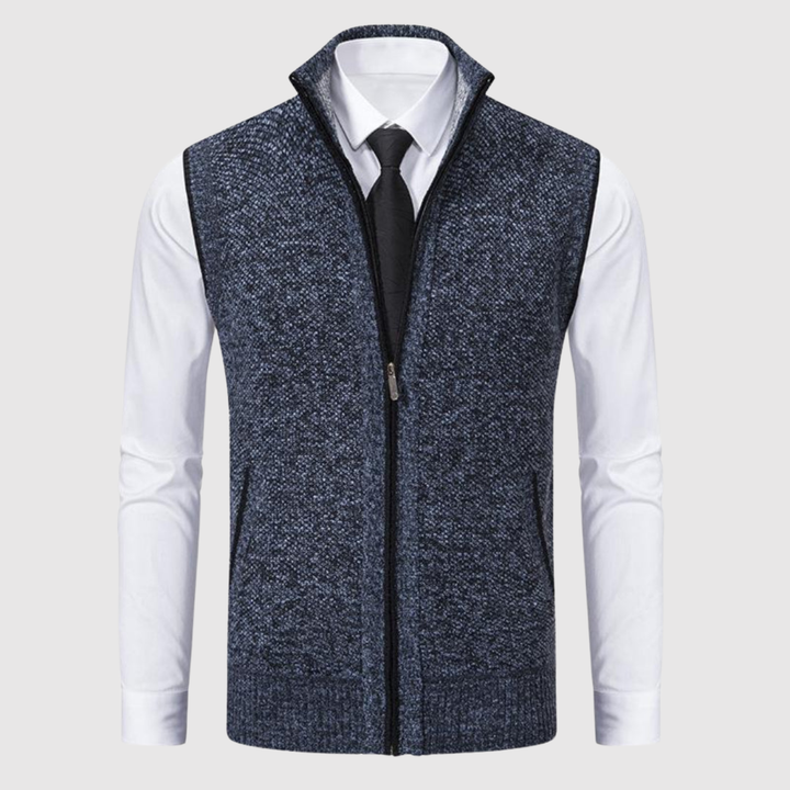 Šimon - Gilet texturé en maille pour homme avec fermeture éclair
