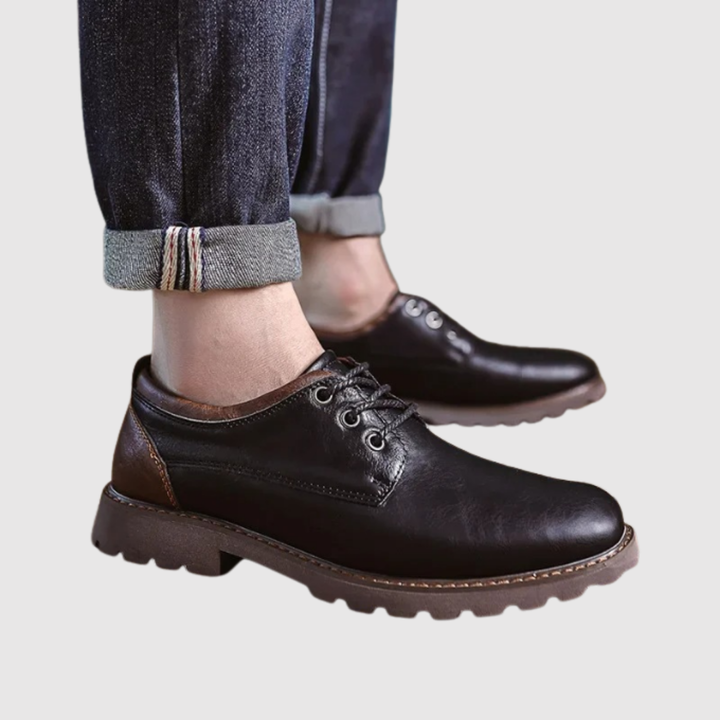 Viktor – Chaussures en cuir pour hommes solides avec semelle épaisse