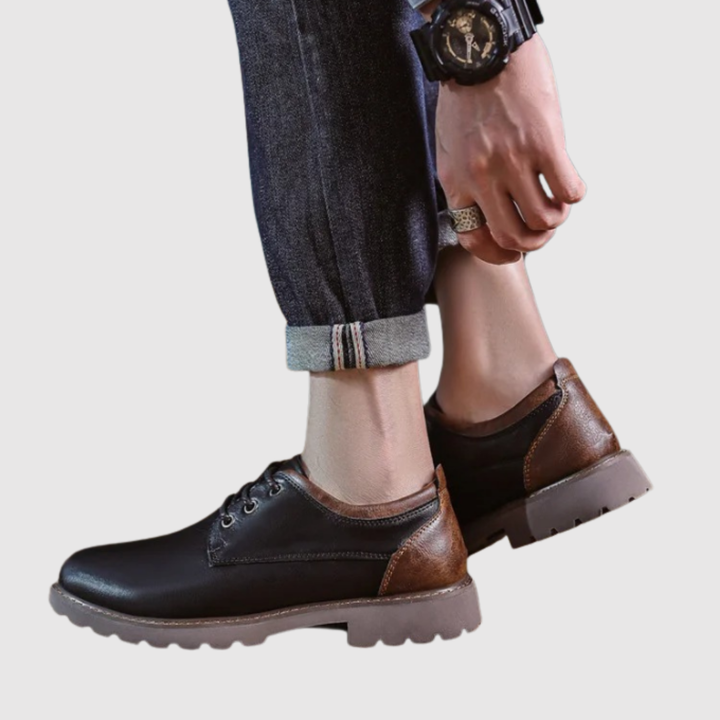 Viktor – Chaussures en cuir pour hommes solides avec semelle épaisse