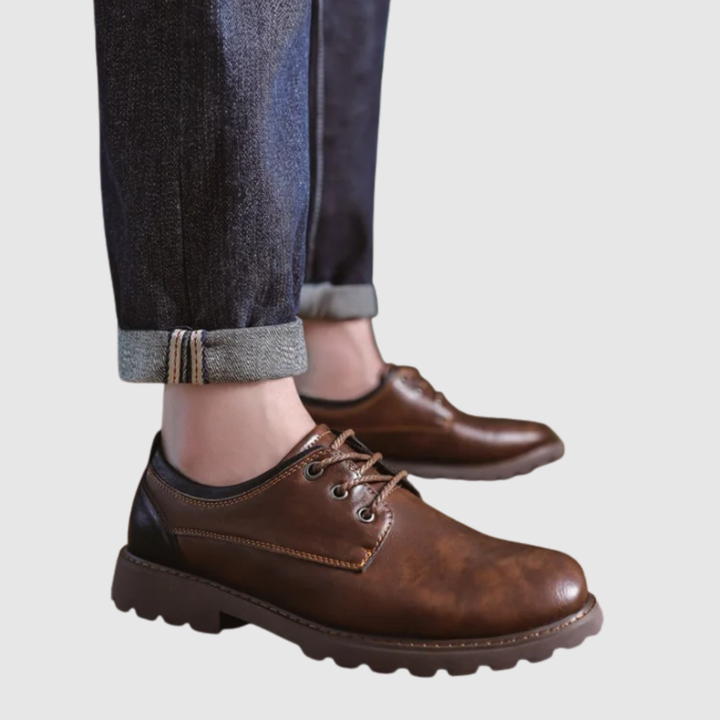 Viktor – Chaussures en cuir pour hommes solides avec semelle épaisse