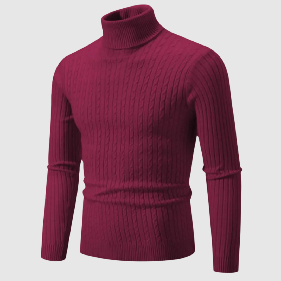 Daniel – Pull classique à col montant en texture poisson