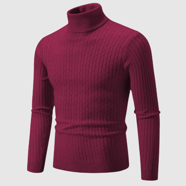 Daniel – Pull classique à col montant en texture poisson