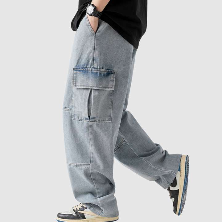 Bruno – Jeans cargo amples avec taille élastique