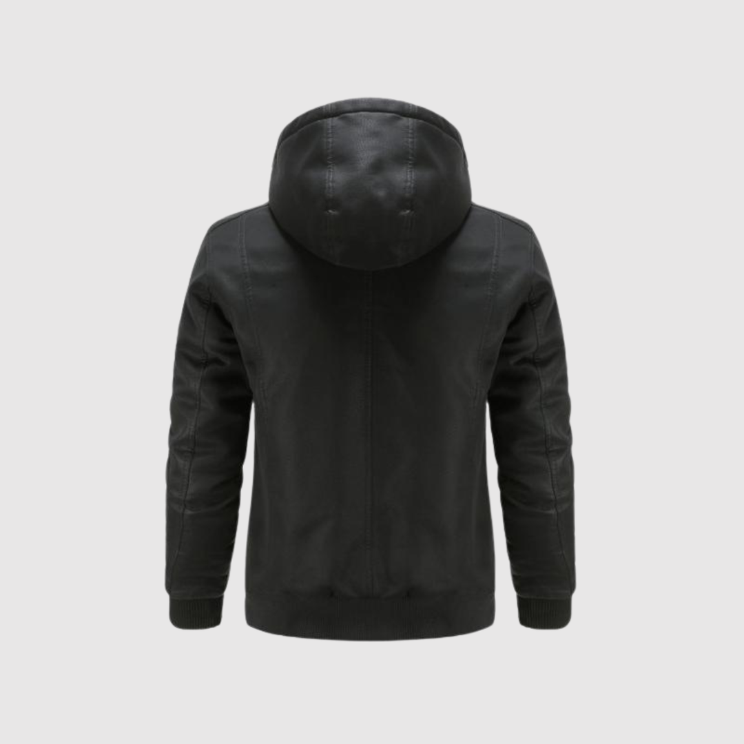 Marek – Veste pour homme en cuir écologique avec capuche