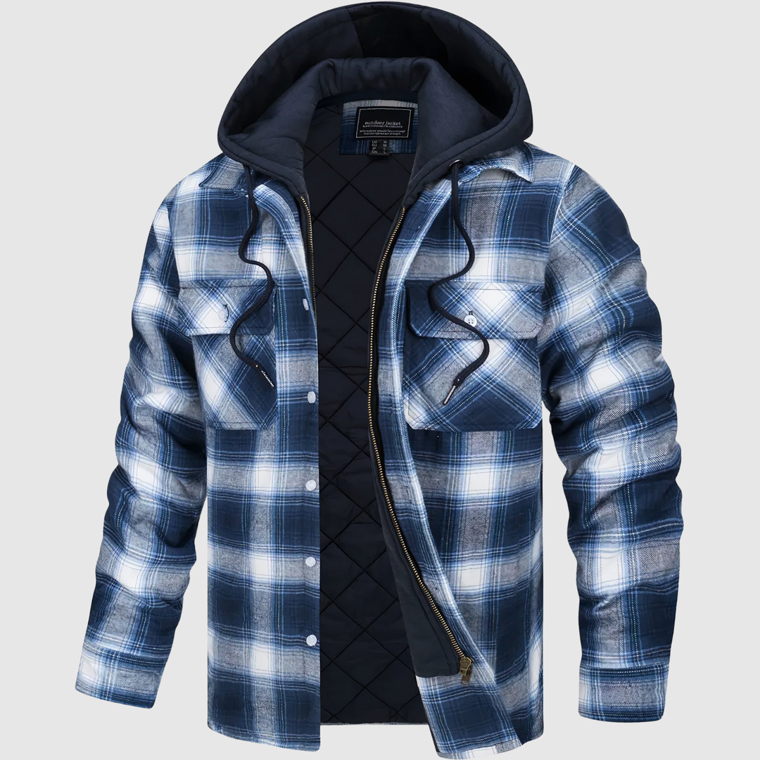 Šimon – Veste en laine à carreaux avec capuche