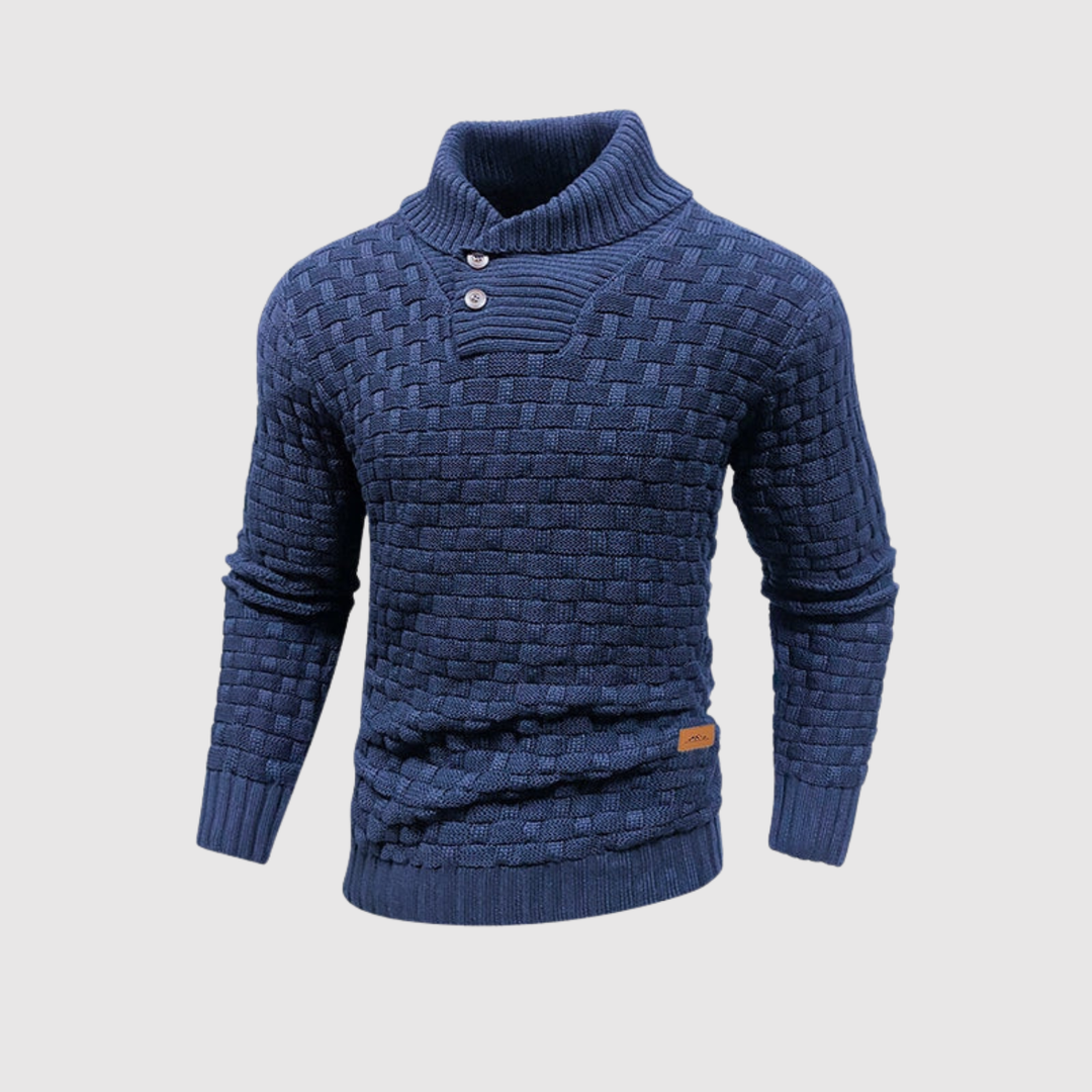 Daniel – Pull pour homme en tricot avec boutons et col montant